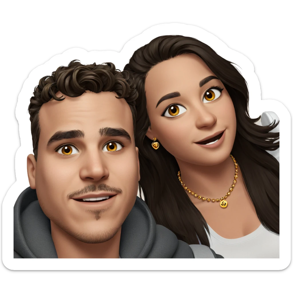 smiling couple with jewelry sticker