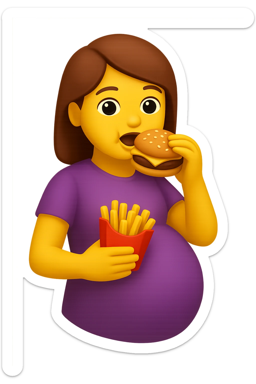 emoji stile iphone di donna in gravidanza che mangia male sticker