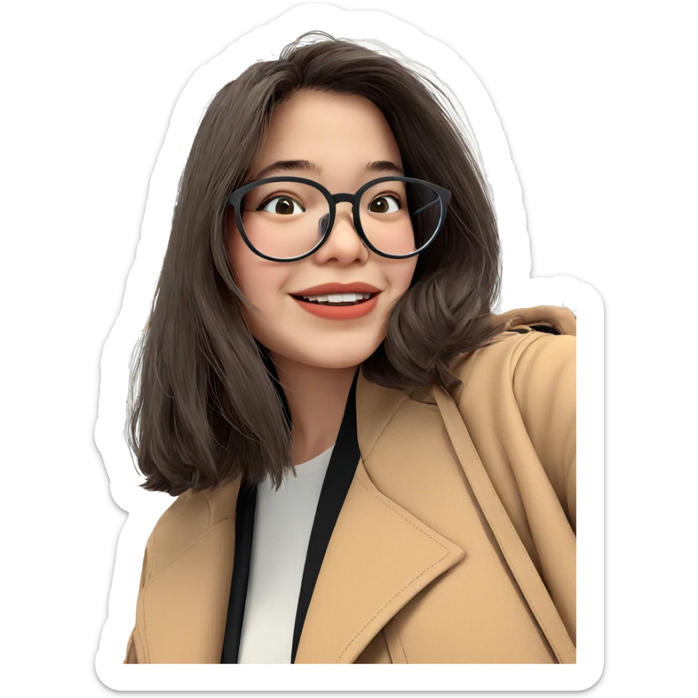 smiling girl with glasses sticker