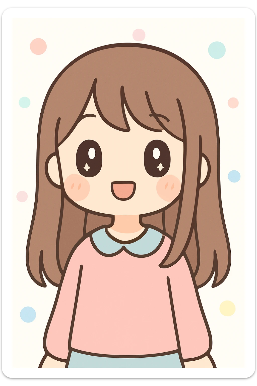 anime style girl with long straight brown hair sticker