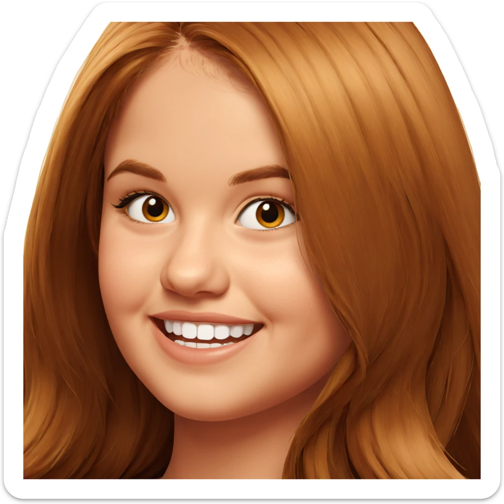 smiling girl with long brown hair sticker