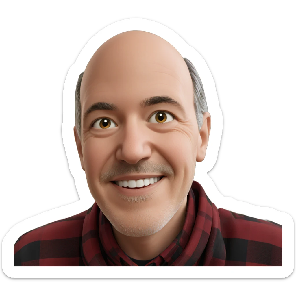 smiling boy by christmas tree sticker