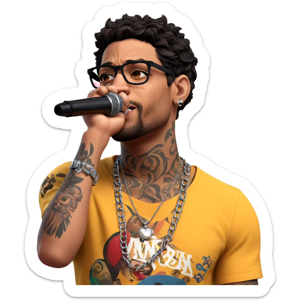 male vocalist with necklace and tattoos sticker