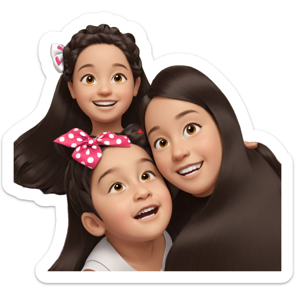 smiling girls with hair bows sticker