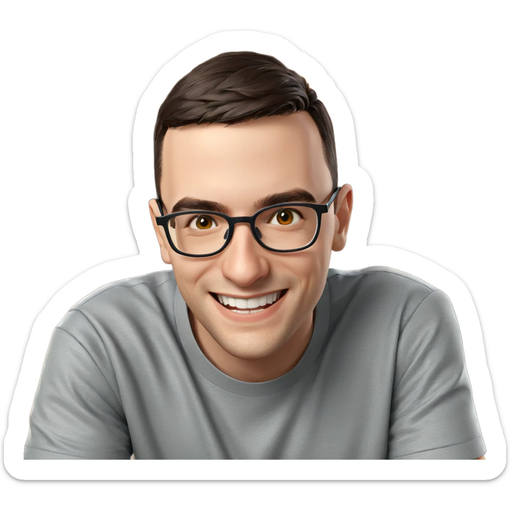 smiling boy with glasses sticker