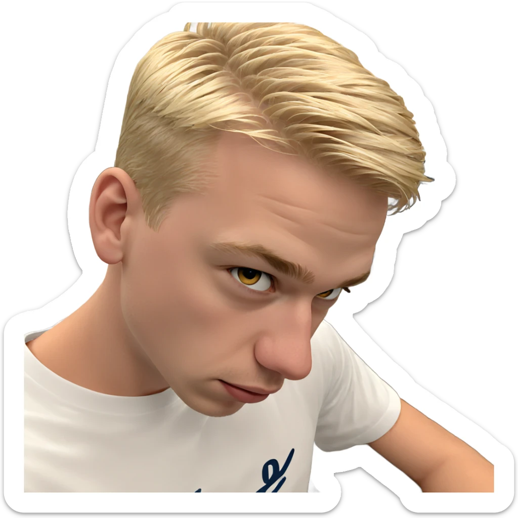 blonde boy in white shirt sticker
