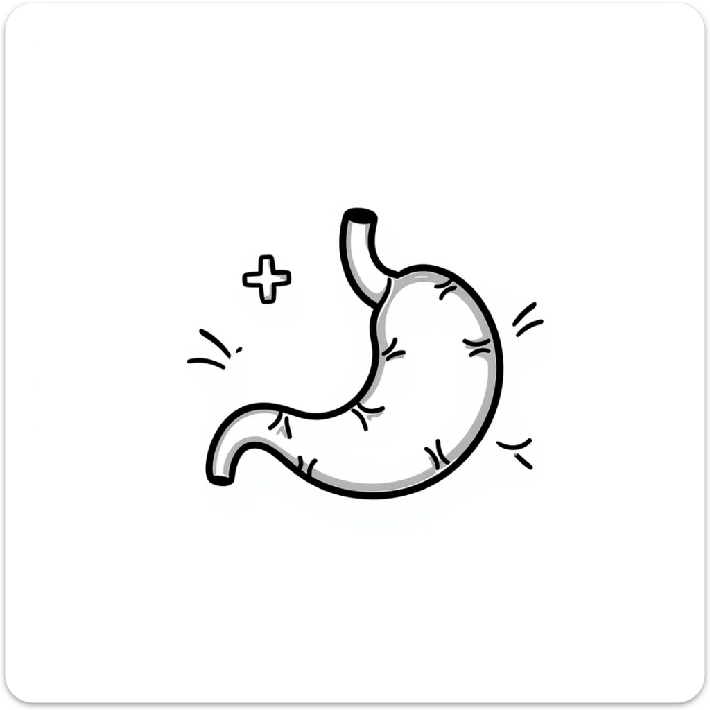 Hand-drawn stomach organ being mended with stitches and healing symbols sticker