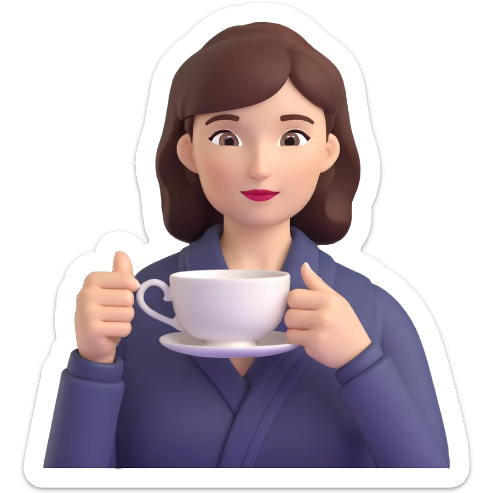 Elegant British woman with perfect hand posture holding teacup, focus on accurate hand anatomy sticker