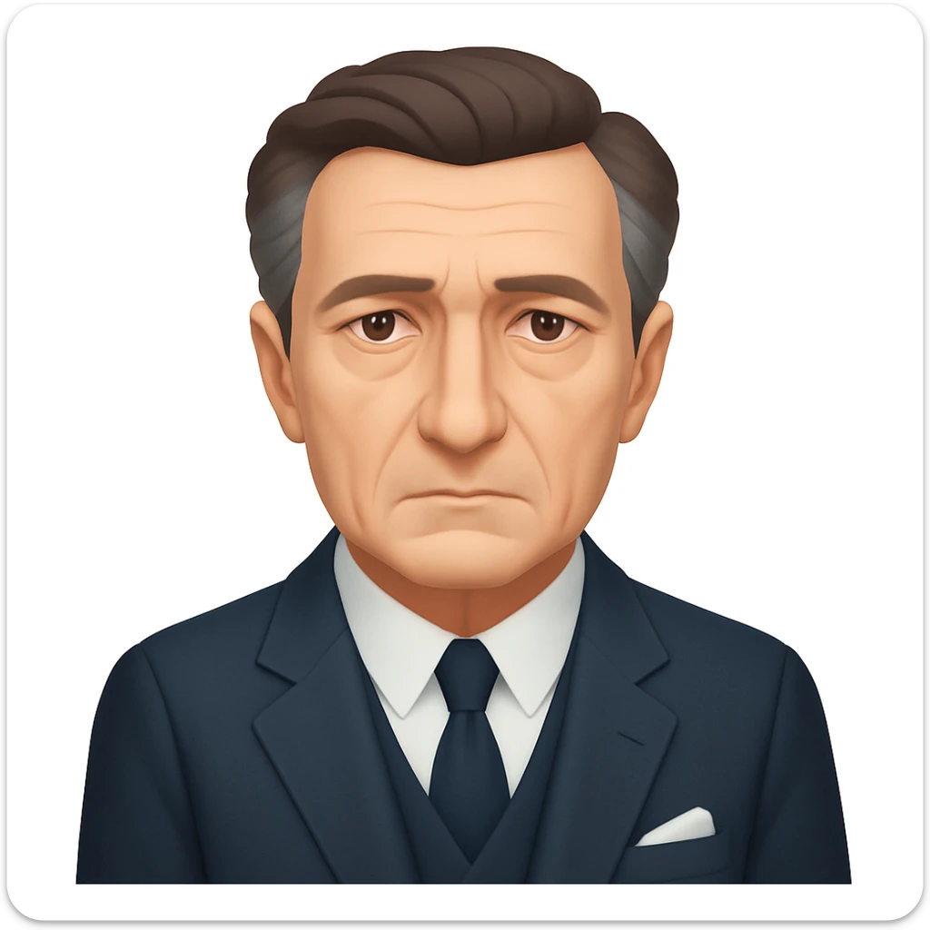 Remove the glasses from the emoji portrait of Maurice Merleau-Ponty, keep the thoughtful expression and suit, emoji style sticker