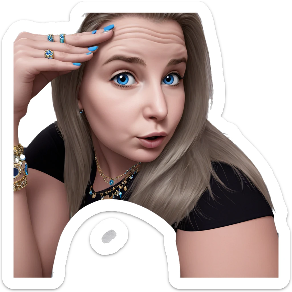 blue eyed girl with jewelry sticker