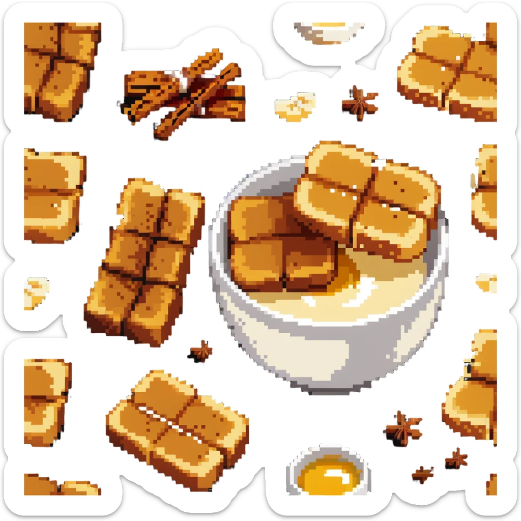 torrijas, Spanish sweet dish, fried bread slices soaked in milk and honey with cinnamon sticker