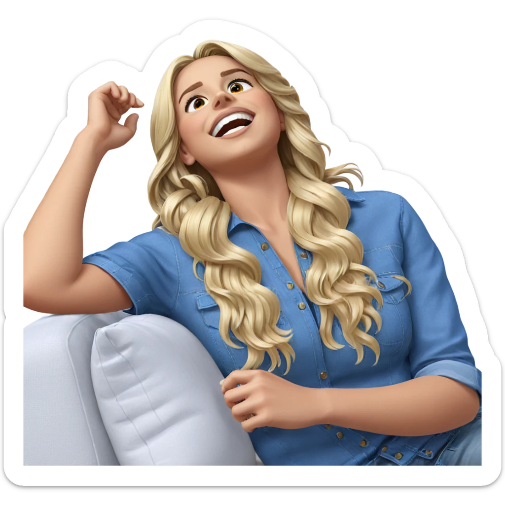 blonde girl on couch sticker