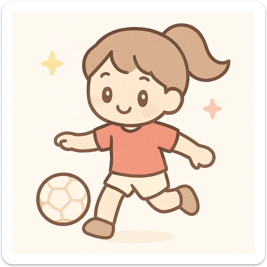 woman playing soccer, wearing a red shirt, energetic pose, clear soccer ball, dynamic action sticker