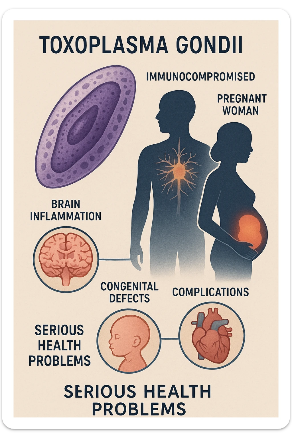Toxoplasma gondii, infetta uomo immunodepresso e donne incinta. Causando gravi problemi sticker