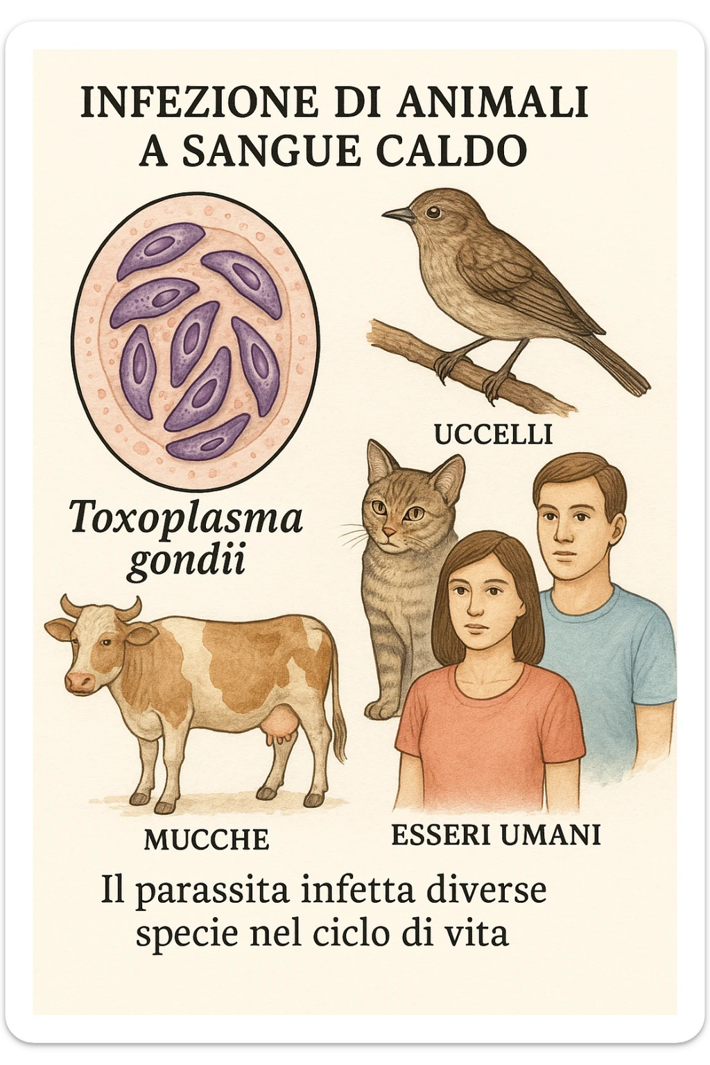 Toxoplasma gondii, che infetta tutti gli animali a sangue caldo, compreso l'essere umano in italiano sticker