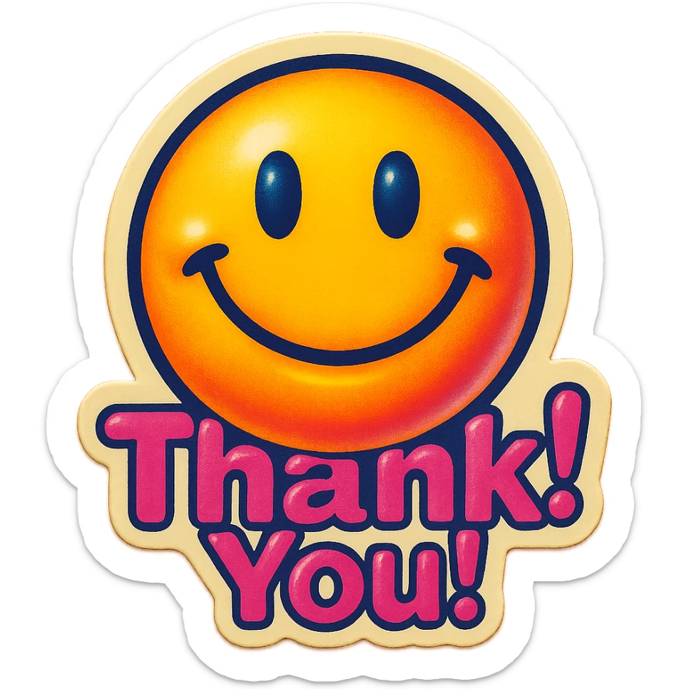 excited smile with mouth closed 
add the words W You! in pink sticker