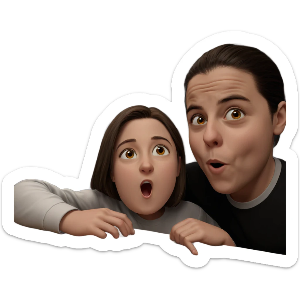 realistic girl and boy scene sticker