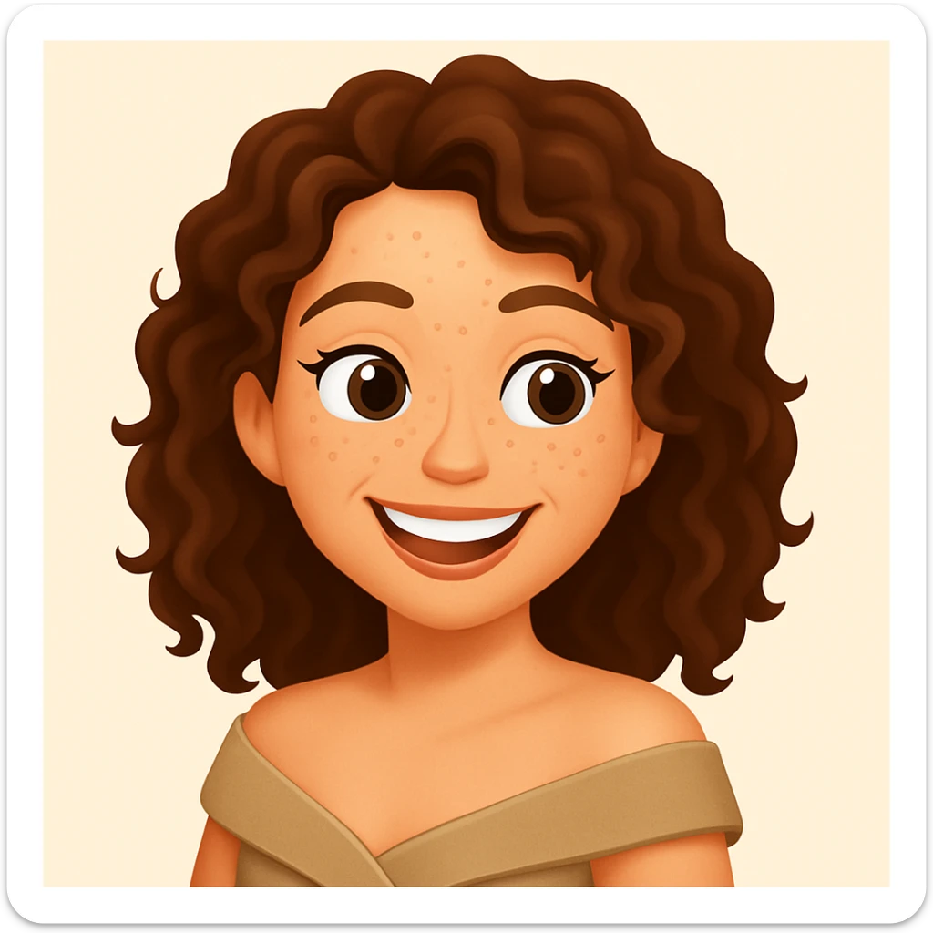 turn the second man in emoji style of the 1st image, match the facial features and match dressing style of the 2nd image, she is having open shoulders  sticker