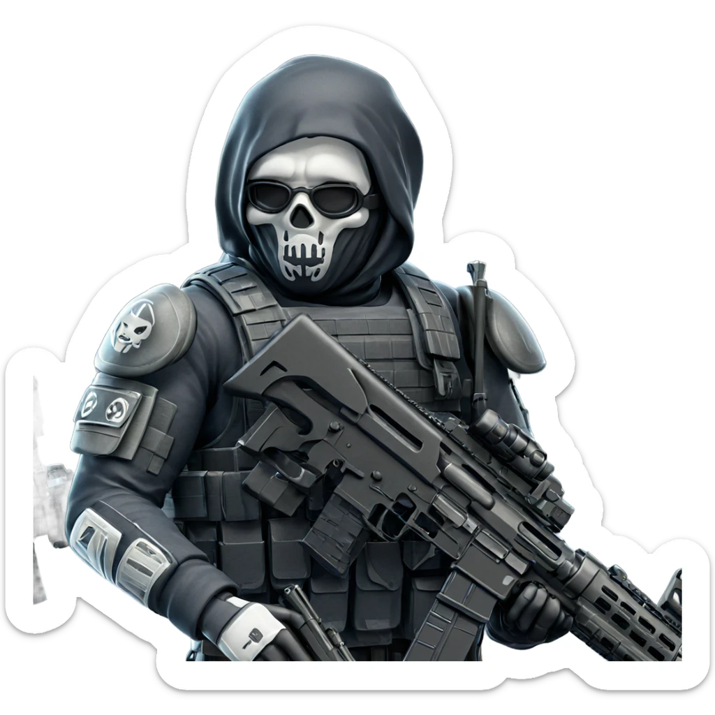 masked soldier with assault rifle sticker