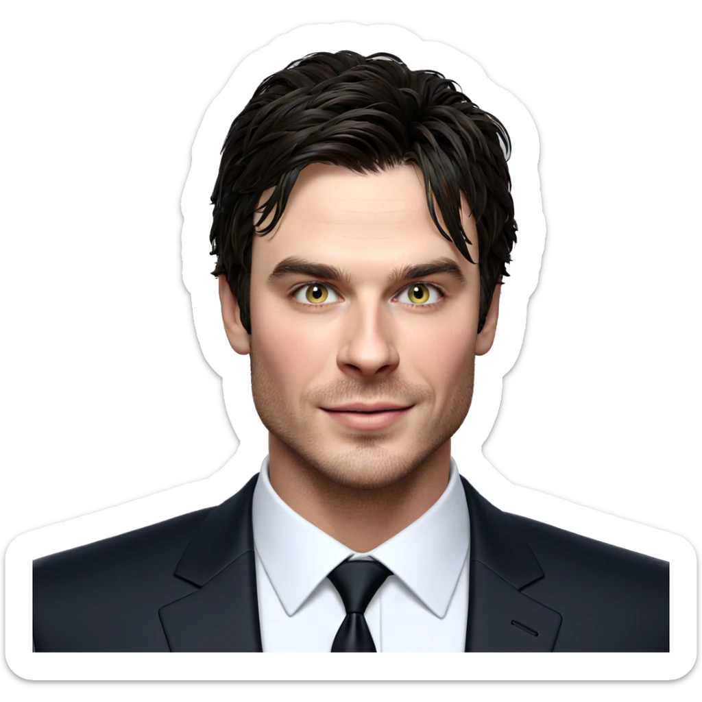 smiling man in formal attire sticker