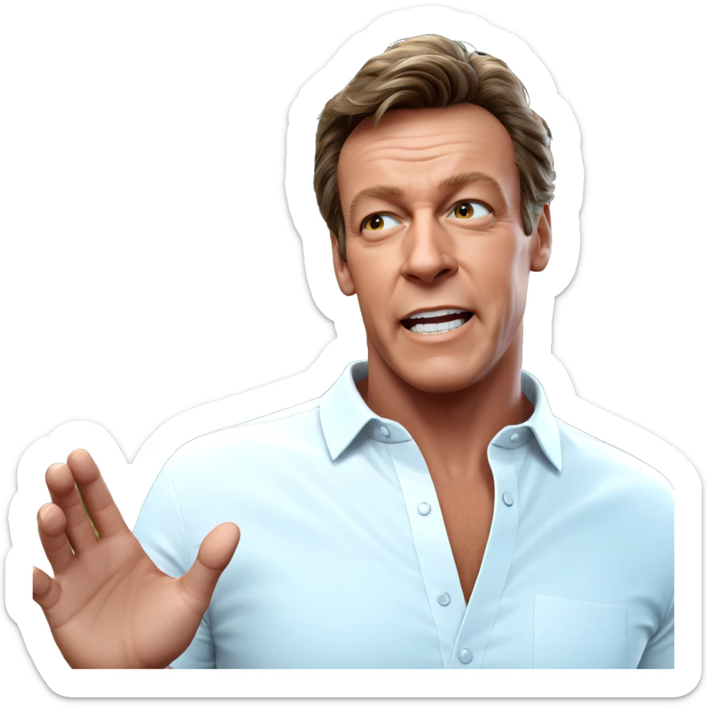 male in white collared shirt sticker