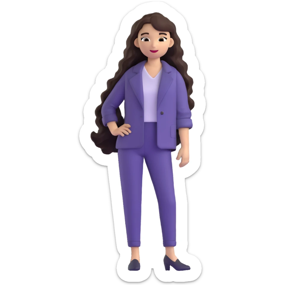 Trendy fashionable woman with long loose wavy hair wearing chic clothes sticker