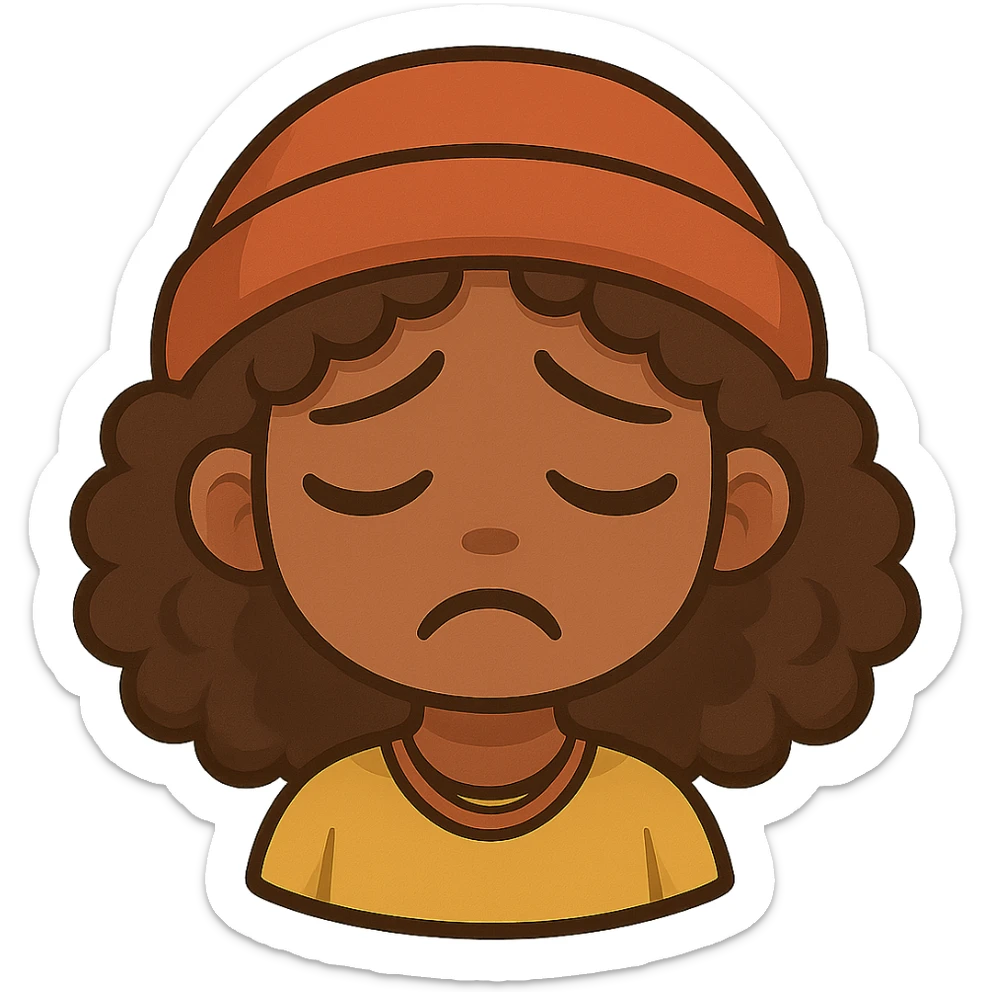 Add a beanie hat and a necklace to the chibi style character, with no background. sticker