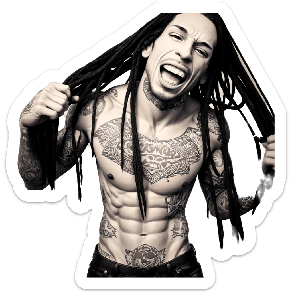 monochrome tattooed topless male sticker