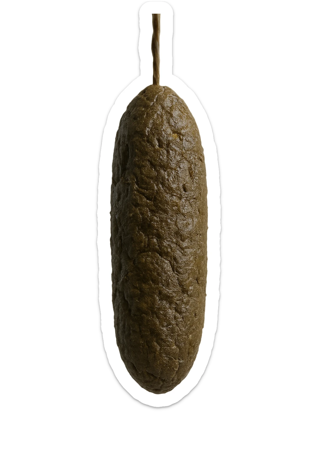 FECI DI ANIMALE A PALLINE UN PO' ALLUNGATE CADONO DALL'ALTO VERTICALMENTE, IPERREALISTICO 4K sticker