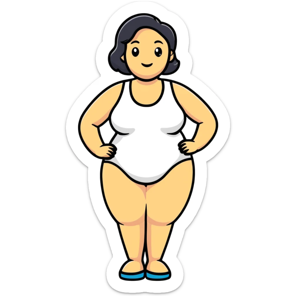 playful and friendly cartoon sticker of a confident, curvy woman sticker