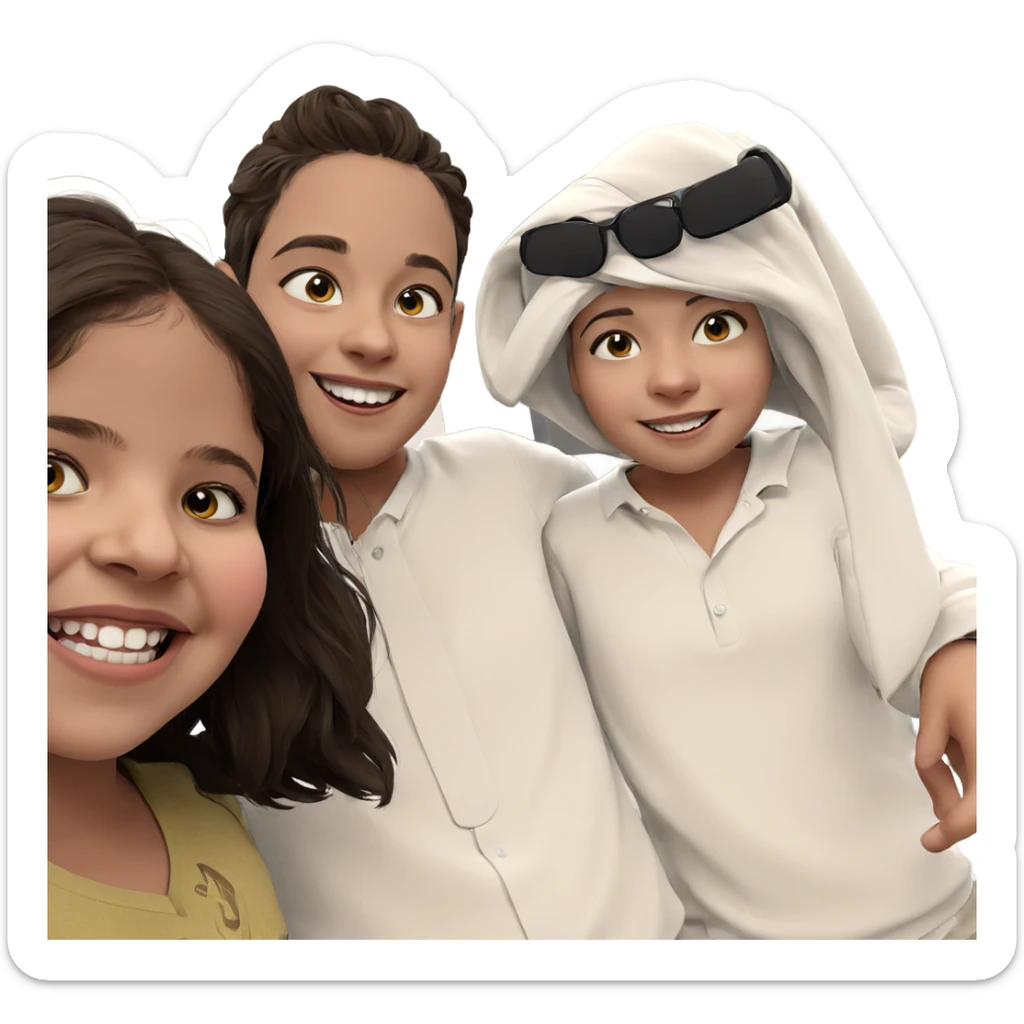 smiling girl with boys sticker