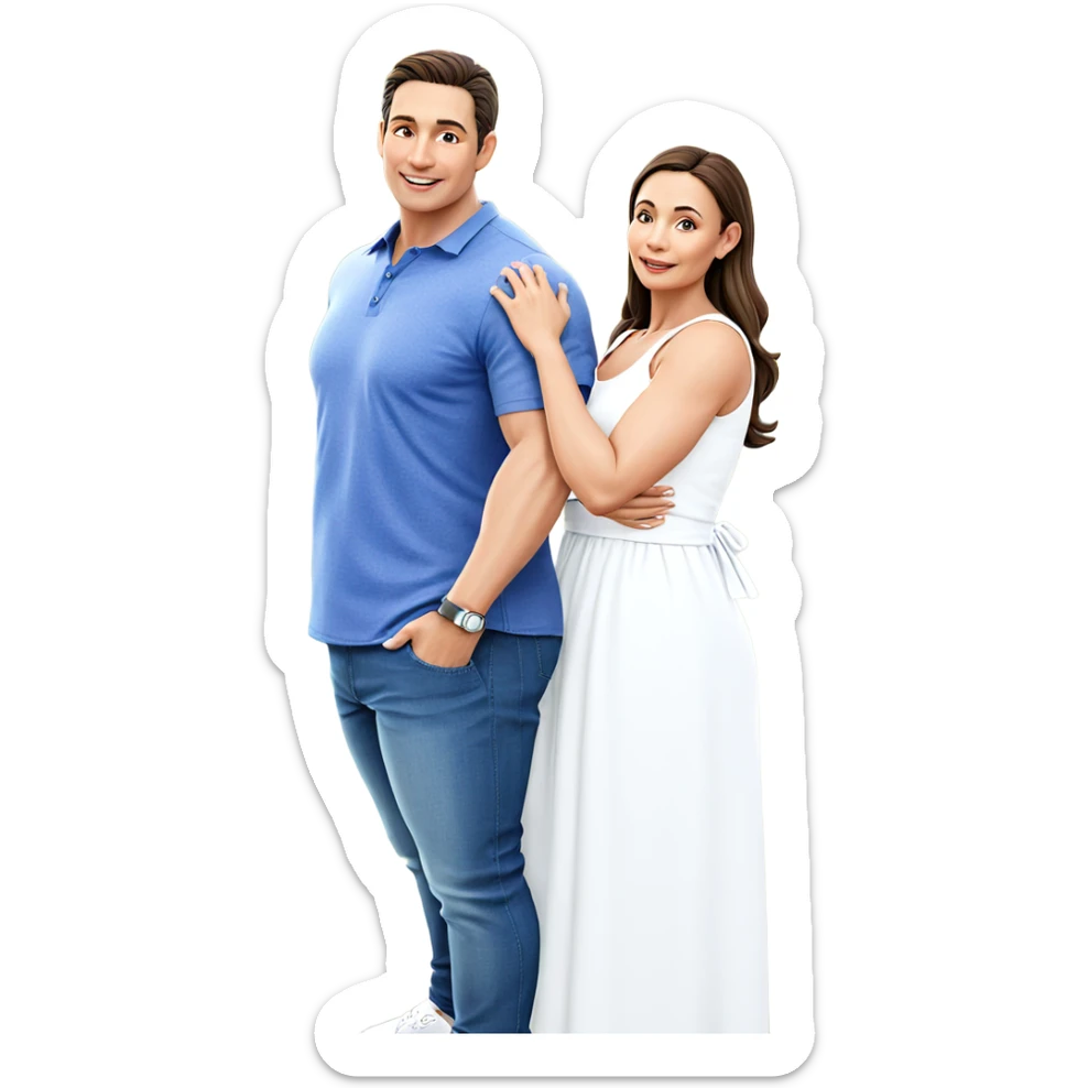 casual couple outdoor portrait sticker