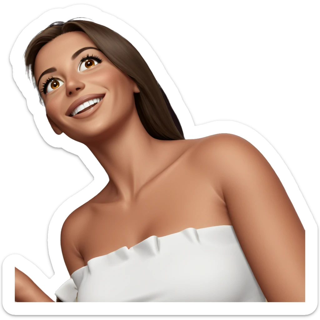 smiling girl with long hair sticker