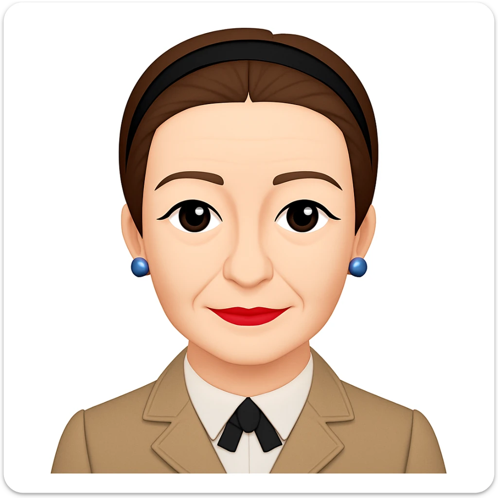 Make the image of Simone de Beauvoir with a simple, classic hairband instead of the turban, keeping the emoji style and all other features unchanged sticker