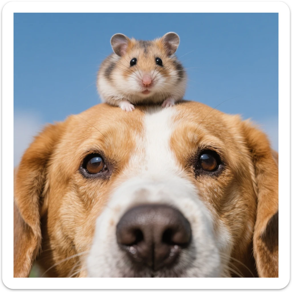 A hamster on the head of dog sticker
