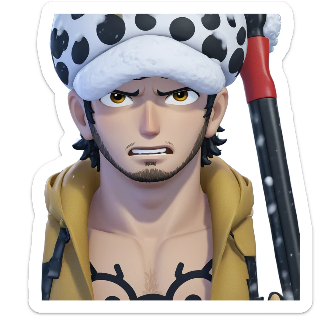 trafalgar law in the snow sticker