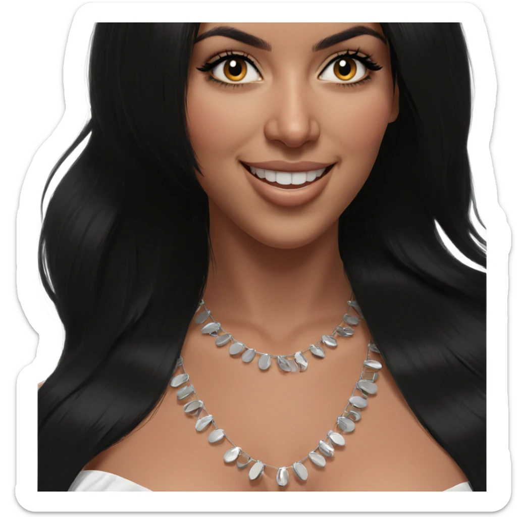 smiling girl with black hair sticker