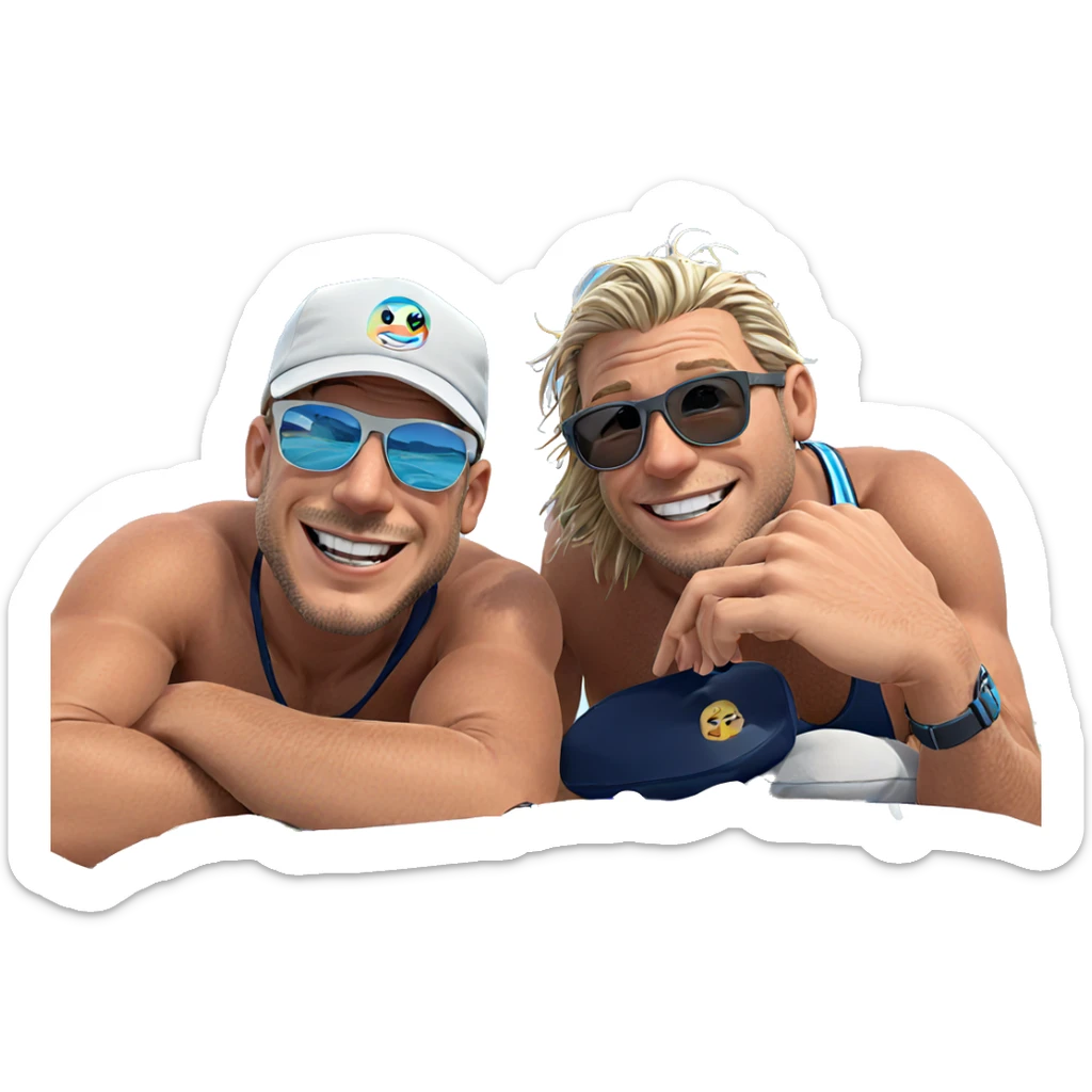 beach day smiles with friends sticker