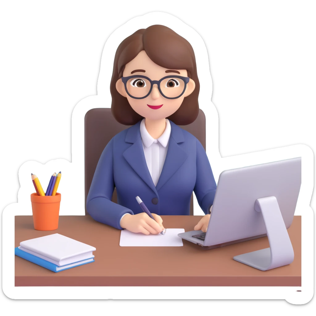 everyday routine of an online english teacher who is a woman sticker
