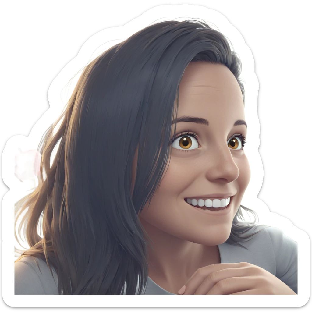 smiling girl by the window sticker