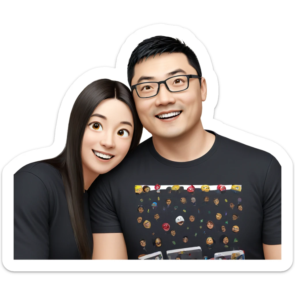 smiling boys in black shirts sticker