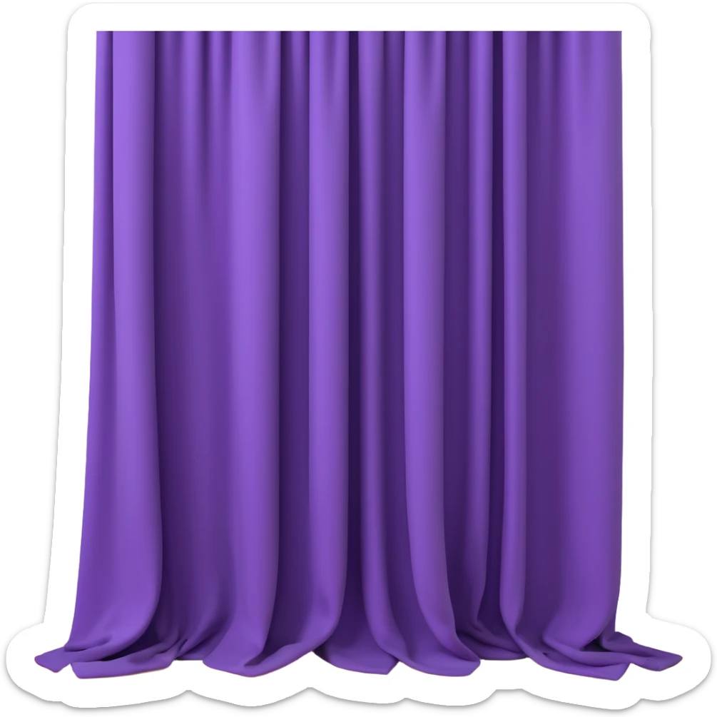A purple curtain hanging down, made of soft fabric, slightly wrinkled or flowing sticker