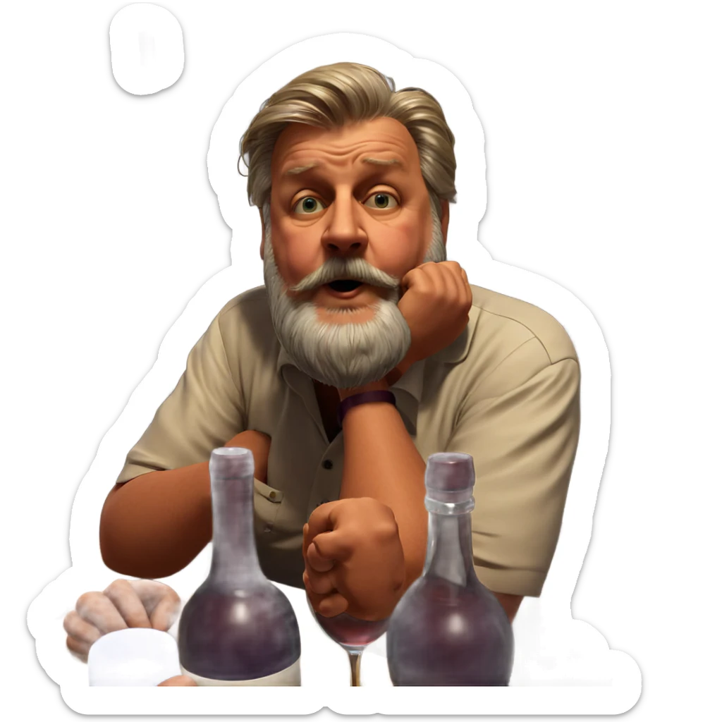 old man with wine glass sticker