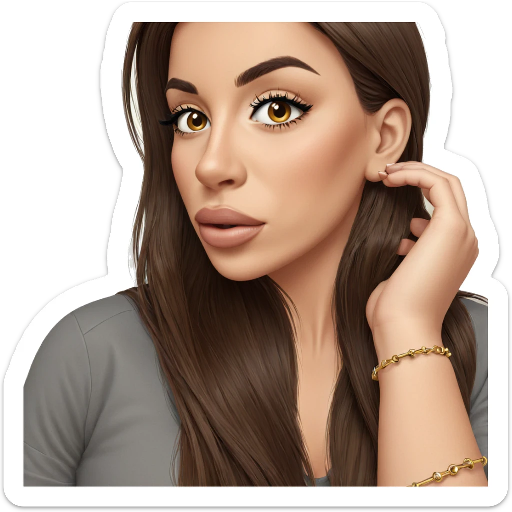 girl with long brown hair sticker