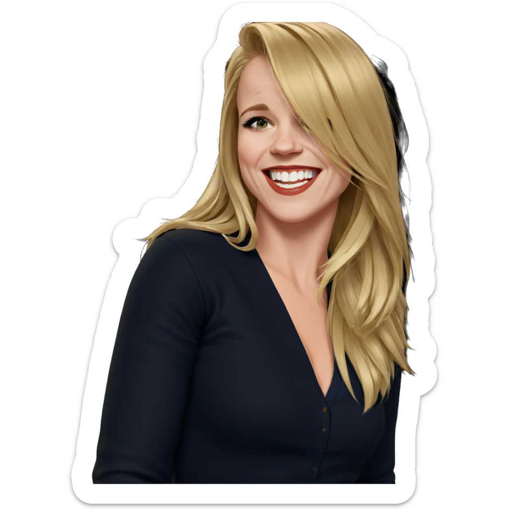 blonde girl with joyful smile sticker