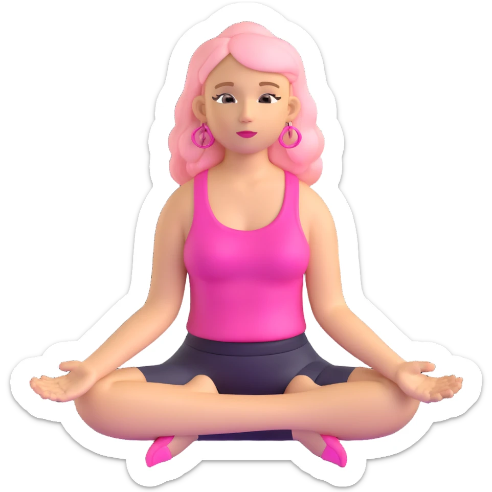 blonde angel woman with long hair meditating with pink hair clips sticker