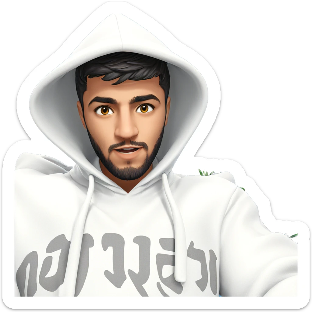 hooded boy with beard sticker