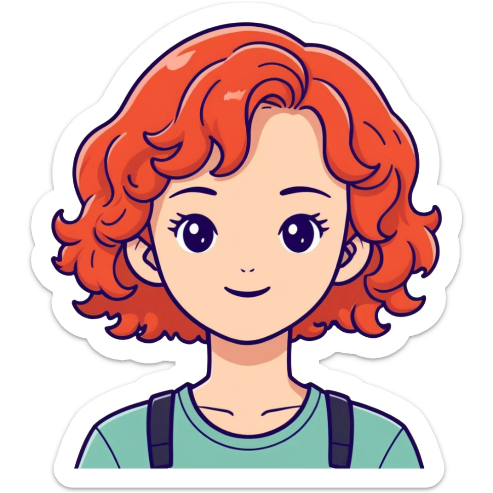 Chica güera con cabello corto,rojo y chino  sticker