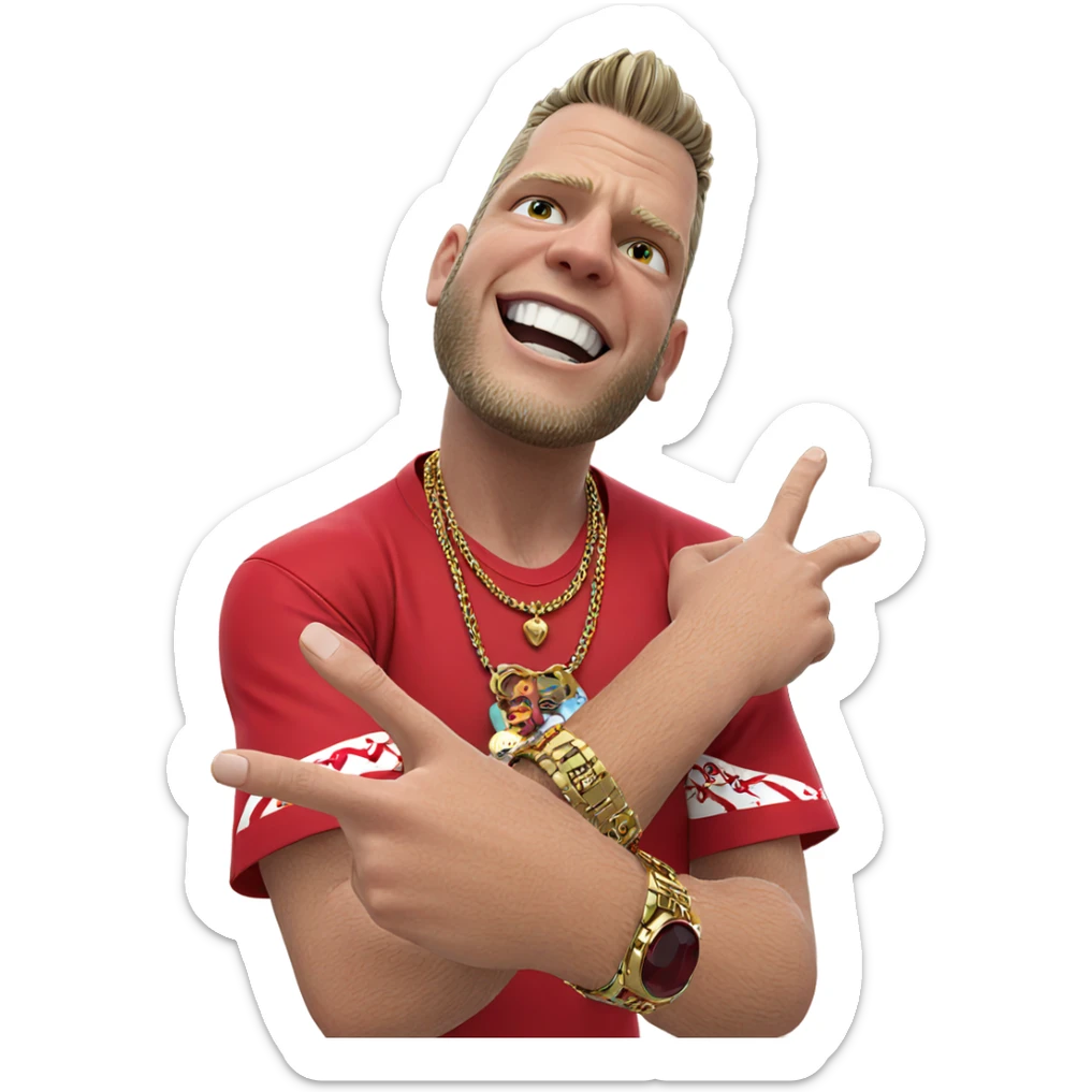 red shirt and jewelry style sticker