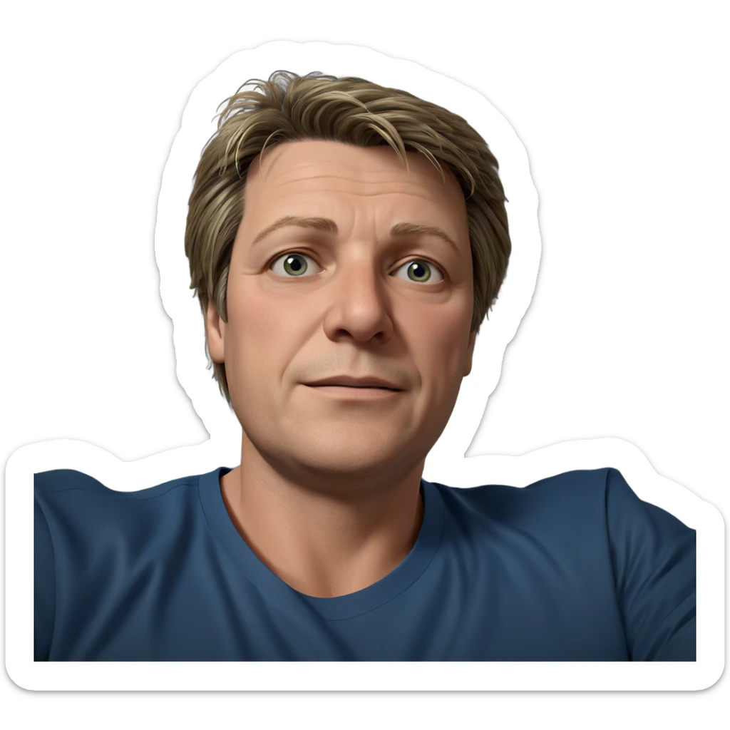 male with blue shirt sticker